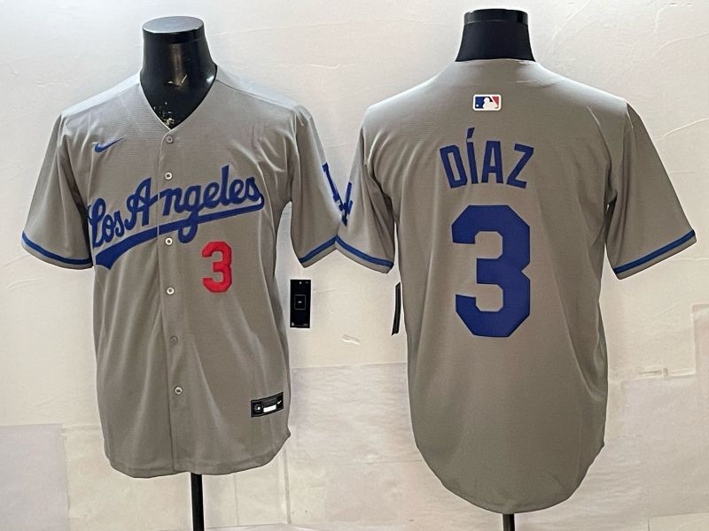 Men 2026 Los Angeles Dodgers #3 Diaz Grey Game Nike MLB Jersey style 0055